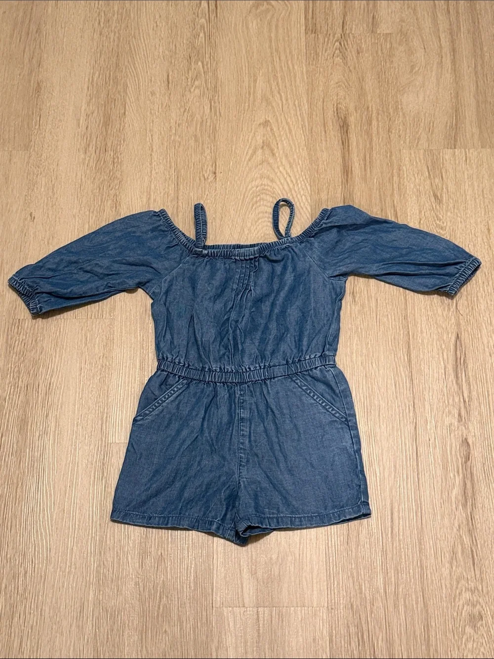 Denim Blue Girls' Romper